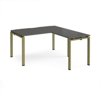 Adapt desk 1400mm x 800mm with 800mm return desk - green frame storm grey top - ER1488-GN-OG