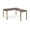 Adapt desk 1400mm x 800mm with 800mm return desk - green frame Walnut top - ER1488-GN-W