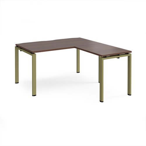 Adapt desk 1400mm x 800mm with 800mm return desk - green frame Walnut top - ER1488-GN-W