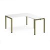 Adapt desk 1400mm x 800mm with 800mm return desk - green frame White Top - ER1488-GN-WH