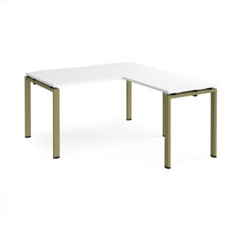 Adapt desk 1400mm x 800mm with 800mm return desk - green frame White Top - ER1488-GN-WH
