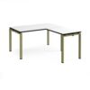 Adapt desk 1400mm x 800mm with 800mm return desk - green frame White Top black edge - ER1488-GN-WK