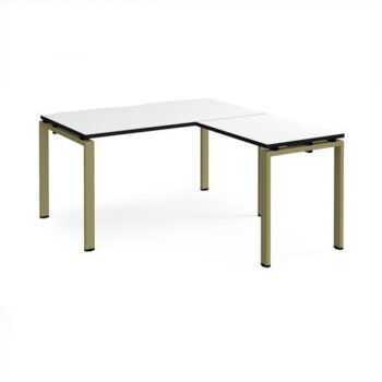 Adapt desk 1400mm x 800mm with 800mm return desk - green frame White Top black edge - ER1488-GN-WK