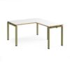 Adapt desk 1400mm x 800mm with 800mm return desk - green frame White Top oak edge - ER1488-GN-WO