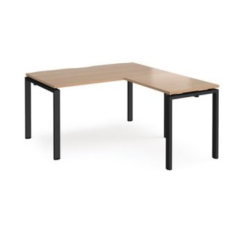 Adapt desk 1400mm x 800mm with 800mm return desk - black frame Beech top - ER1488-K-B