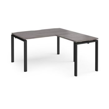 Adapt desk 1400mm x 800mm with 800mm return desk - black frame Grey Oak Top - ER1488-K-GO