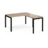 Adapt desk 1400mm x 800mm with 800mm return desk - black frame Kendal Oak Top - ER1488-K-KO