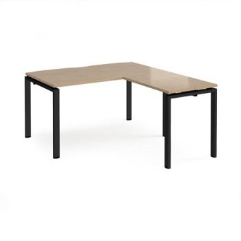 Adapt desk 1400mm x 800mm with 800mm return desk - black frame Kendal Oak Top - ER1488-K-KO