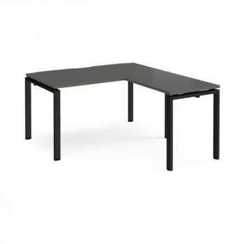 Adapt desk 1400mm x 800mm with 800mm return desk - black frame storm grey top - ER1488-K-OG