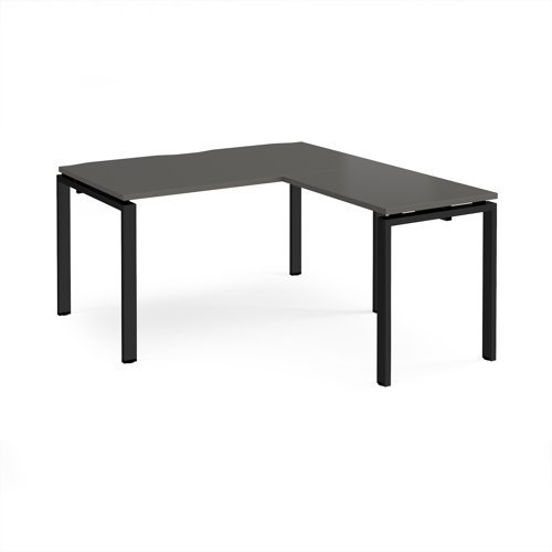 Adapt desk 1400mm x 800mm with 800mm return desk - black frame storm grey top - ER1488-K-OG