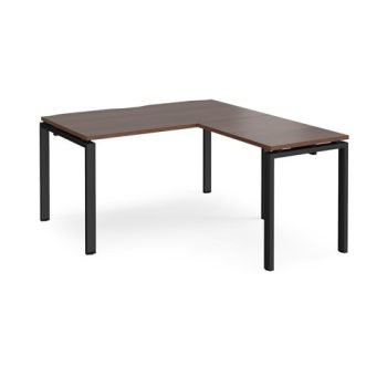 Adapt desk 1400mm x 800mm with 800mm return desk - black frame Walnut top - ER1488-K-W