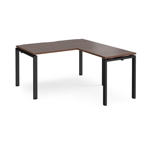Adapt desk 1400mm x 800mm with 800mm return desk - black frame Walnut top - ER1488-K-W