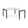 Adapt desk 1400mm x 800mm with 800mm return desk - black frame White Top with oak edge - ER1488-K-WO