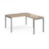 Adapt desk 1400mm x 800mm with 800mm return desk - silver frame Kendal Oak Top - ER1488-S-KO