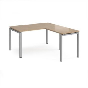 Adapt desk 1400mm x 800mm with 800mm return desk - silver frame Kendal Oak Top - ER1488-S-KO