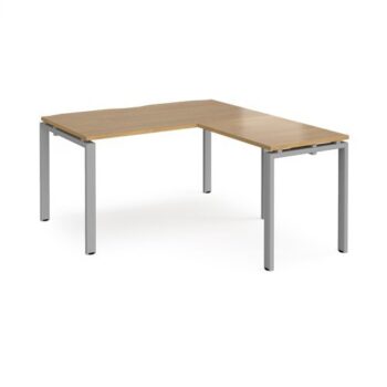 Adapt desk 1400mm x 800mm with 800mm return desk - silver frame Oak Top - ER1488-S-O