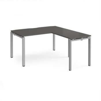 Adapt desk 1400mm x 800mm with 800mm return desk - silver frame storm grey top - ER1488-S-OG