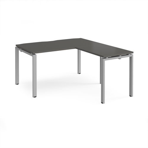 Adapt desk 1400mm x 800mm with 800mm return desk - silver frame storm grey top - ER1488-S-OG