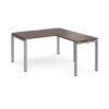 Adapt desk 1400mm x 800mm with 800mm return desk - silver frame Walnut top - ER1488-S-W