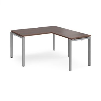 Adapt desk 1400mm x 800mm with 800mm return desk - silver frame Walnut top - ER1488-S-W