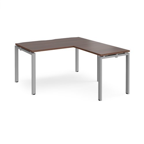Adapt desk 1400mm x 800mm with 800mm return desk - silver frame Walnut top - ER1488-S-W