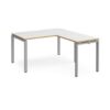 Adapt desk 1400mm x 800mm with 800mm return desk - silver frame White Top with oak edge - ER1488-S-WO