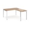 Adapt desk 1400mm x 800mm with 800mm return desk - white frame Beech top - ER1488-WH-B