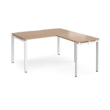 Adapt desk 1400mm x 800mm with 800mm return desk - white frame Beech top - ER1488-WH-B