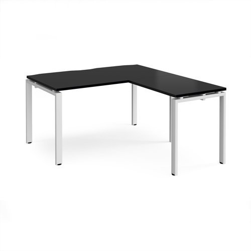Adapt desk 1400mm x 800mm with 800mm return desk - white frame black top - ER1488-WH-BK