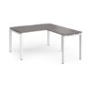 Adapt desk 1400mm x 800mm with 800mm return desk - white frame Grey Oak Top - ER1488-WH-GO