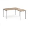 Adapt desk 1400mm x 800mm with 800mm return desk - white frame Kendal Oak Top - ER1488-WH-KO