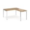 Adapt desk 1400mm x 800mm with 800mm return desk - white frame Oak Top - ER1488-WH-O