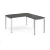 Adapt desk 1400mm x 800mm with 800mm return desk - white frame storm grey top - ER1488-WH-OG