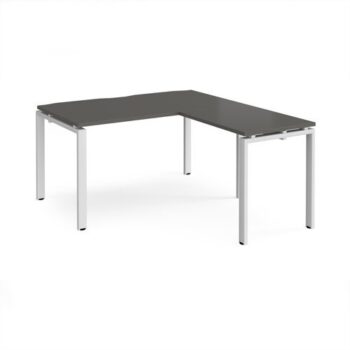 Adapt desk 1400mm x 800mm with 800mm return desk - white frame storm grey top - ER1488-WH-OG