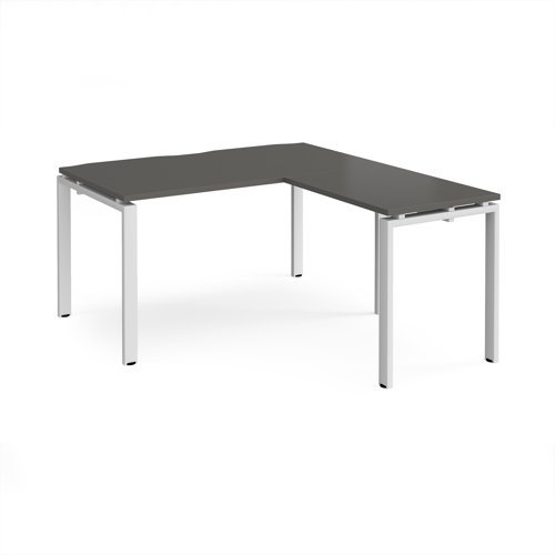 Adapt desk 1400mm x 800mm with 800mm return desk - white frame storm grey top - ER1488-WH-OG