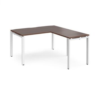 Adapt desk 1400mm x 800mm with 800mm return desk - white frame Walnut top - ER1488-WH-W