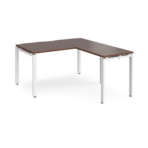 Adapt desk 1400mm x 800mm with 800mm return desk - white frame Walnut top - ER1488-WH-W