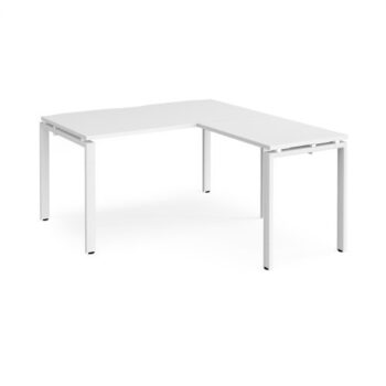 Adapt desk 1400mm x 800mm with 800mm return desk - white frame White Top - ER1488-WH-WH