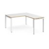Adapt desk 1400mm x 800mm with 800mm return desk - white frame White Top with oak edge - ER1488-WH-WO