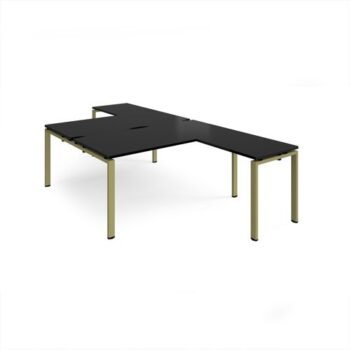 Adapt back to back desks 1600mm x 1600mm with 800mm return desks - green frame black top - ER16168-GN-BK