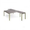 Adapt back to back desks 1600mm x 1600mm with 800mm return desks - green frame Grey Oak Top - ER16168-GN-GO