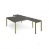 Adapt back to back desks 1600mm x 1600mm with 800mm return desks - green frame storm grey top - ER16168-GN-OG