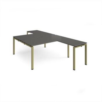 Adapt back to back desks 1600mm x 1600mm with 800mm return desks - green frame storm grey top - ER16168-GN-OG