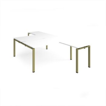 Adapt back to back desks 1600mm x 1600mm with 800mm return desks - green frame White Top - ER16168-GN-WH