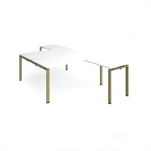 Adapt back to back desks 1600mm x 1600mm with 800mm return desks - green frame White Top - ER16168-GN-WH