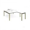 Adapt back to back desks 1600mm x 1600mm with 800mm return desks - green frame White Top black edge - ER16168-GN-WK