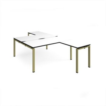 Adapt back to back desks 1600mm x 1600mm with 800mm return desks - green frame White Top black edge - ER16168-GN-WK