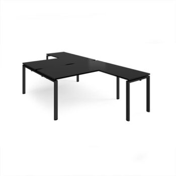 Adapt back to back desks 1600mm x 1600mm with 800mm return desks - black frame black top - ER16168-K-BK