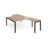 Adapt back to back desks 1600mm x 1600mm with 800mm return desks - black frame Kendal Oak Top - ER16168-K-KO
