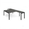 Adapt back to back desks 1600mm x 1600mm with 800mm return desks - black frame storm grey top - ER16168-K-OG